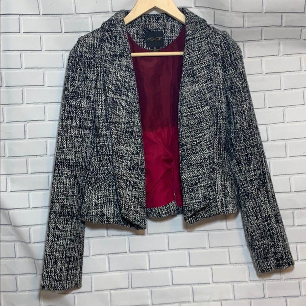 AS By DF Black And White Crop Tweed Jacket Size XS